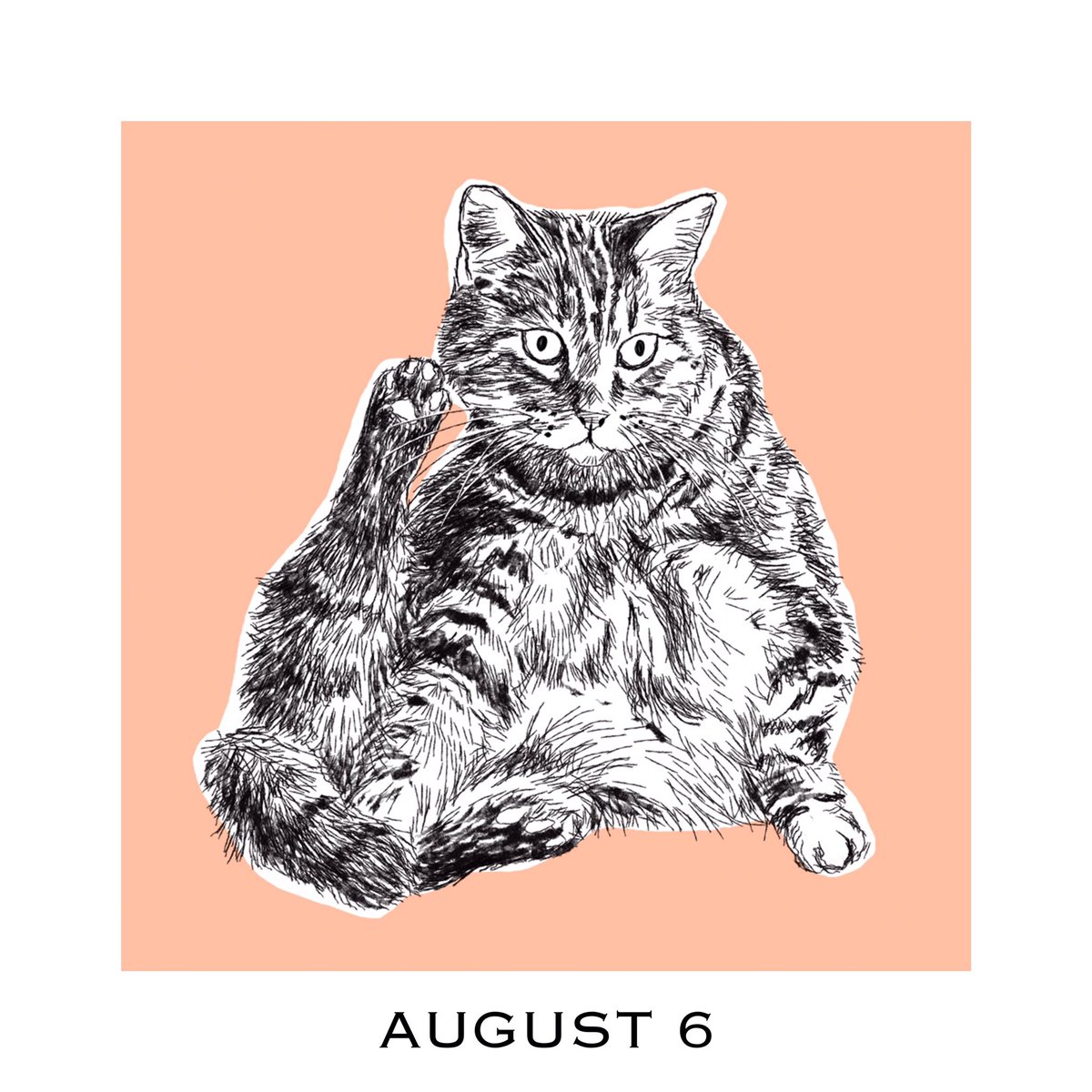 猫好きイラストレーター 365cat Art 8月6日 猫カレンダー 365catart おやすみなさい 1日1絵 猫似顔絵 猫の似顔絵 猫の絵 猫イラスト 猫のイラスト 猫好きさんと繋がりたい 猫イラストレーター おしゃれ猫イラスト 猫 のかわいいイラスト