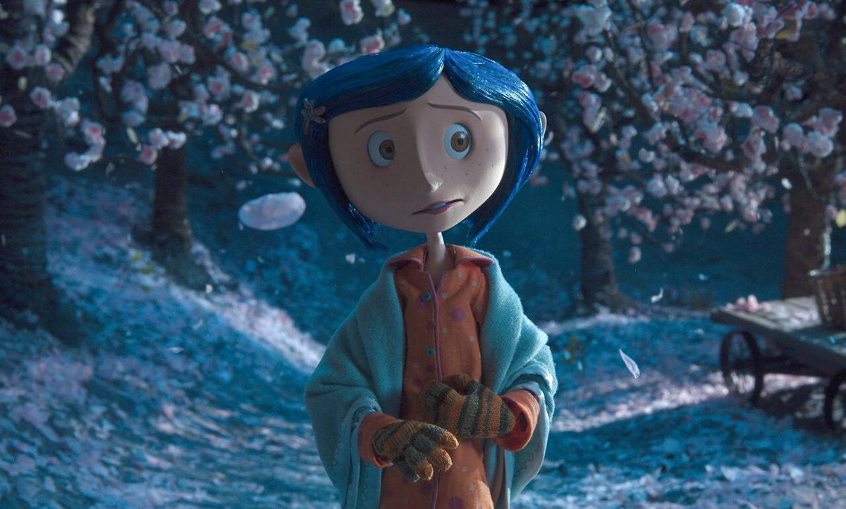 gothspiderbitch's tweet photo. I spend every waking moment thinking about how the team at Laika Studios made all of the cherry blossoms for “Coraline” out of pieces of popcorn, working around 800 hours to hand-paint 250,000+ kernels pink on the outside and red on the inside, covering almost 70 miniature trees. https://t.co/i3eSiDAqq6
