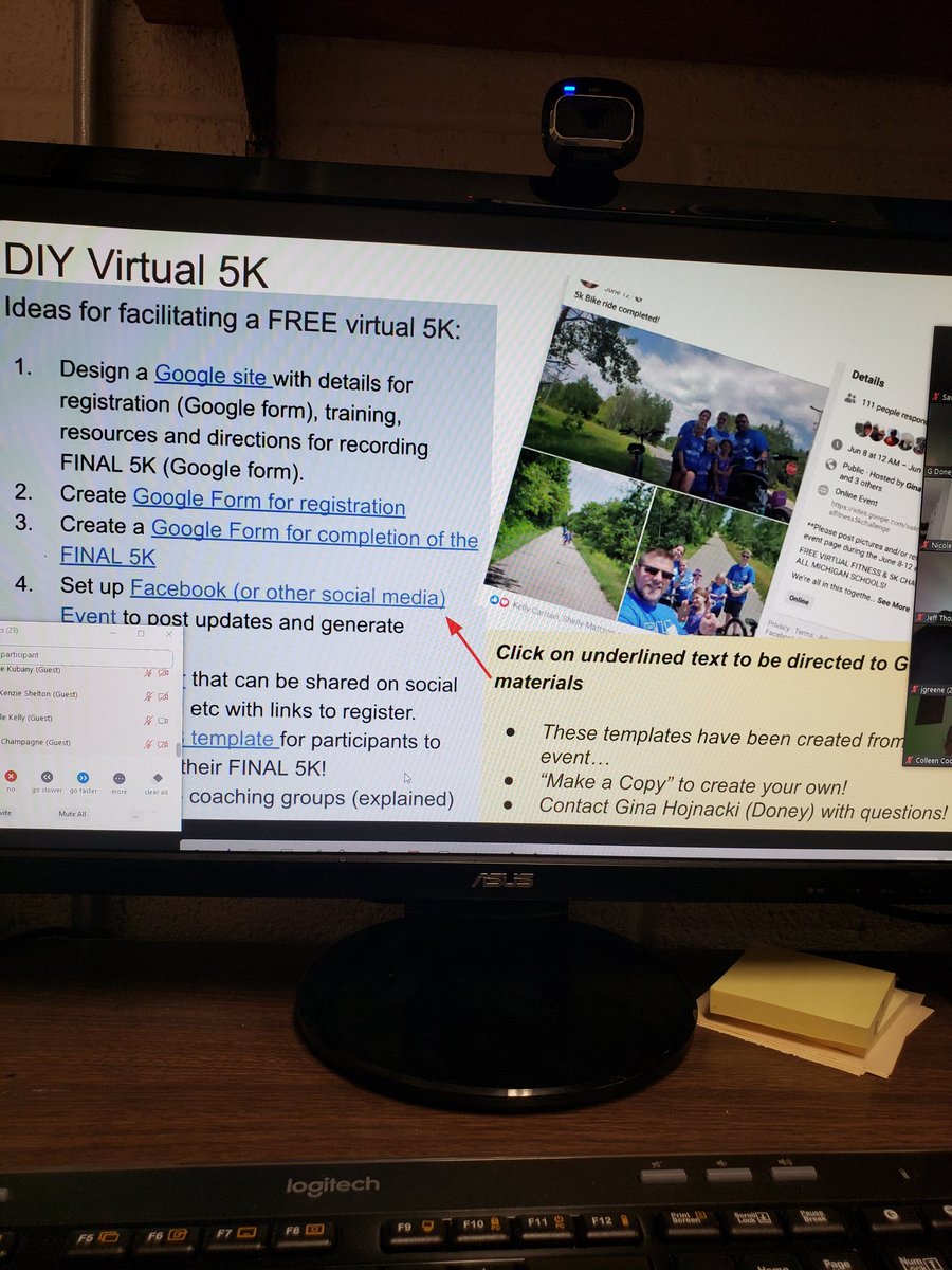 SawyerDuncan's tweet photo. After a great keynote and reopening guidelines we are rolling with our session on a DIY 5K with Gina Doney! Great session! @SHAPEMichigan #GLRR #DIY5K https://t.co/j3oXzcd1kd