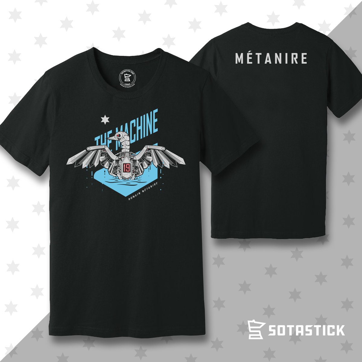 SotaStickCo's tweet photo. Introducing THE MACHINE! We are now live with your official #RomainMetanire merch! Order yours and bring some good vibes for the semifinal match up tonight! Tap here to teleport 👉 https://t.co/uLZIoSZjhm https://t.co/ey2ANIzunE