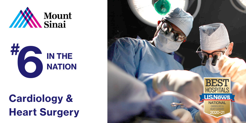 Mount Sinai Cardiology and Heart Surgery ranked No. 6 in the nation by <a href="/usnews/">U.S. News & World Report</a>. Our message for you is simple but crucial: Do not put your heart screenings or cardiac care on hold: fal.cn/39A4P #MSHeart