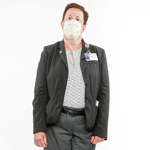 This is Rev. Nancy Parsons. She's the staff chaplain at Presby.Because visitors aren't allowed in hospitals right now, part of her job is to set up video calls for family members to see their loved ones, especially those who are gravely ill.  https://interactives.dallasnews.com/2020/saving-one-covid-patient-at-texas-health-presbyterian-hospital-dallas/