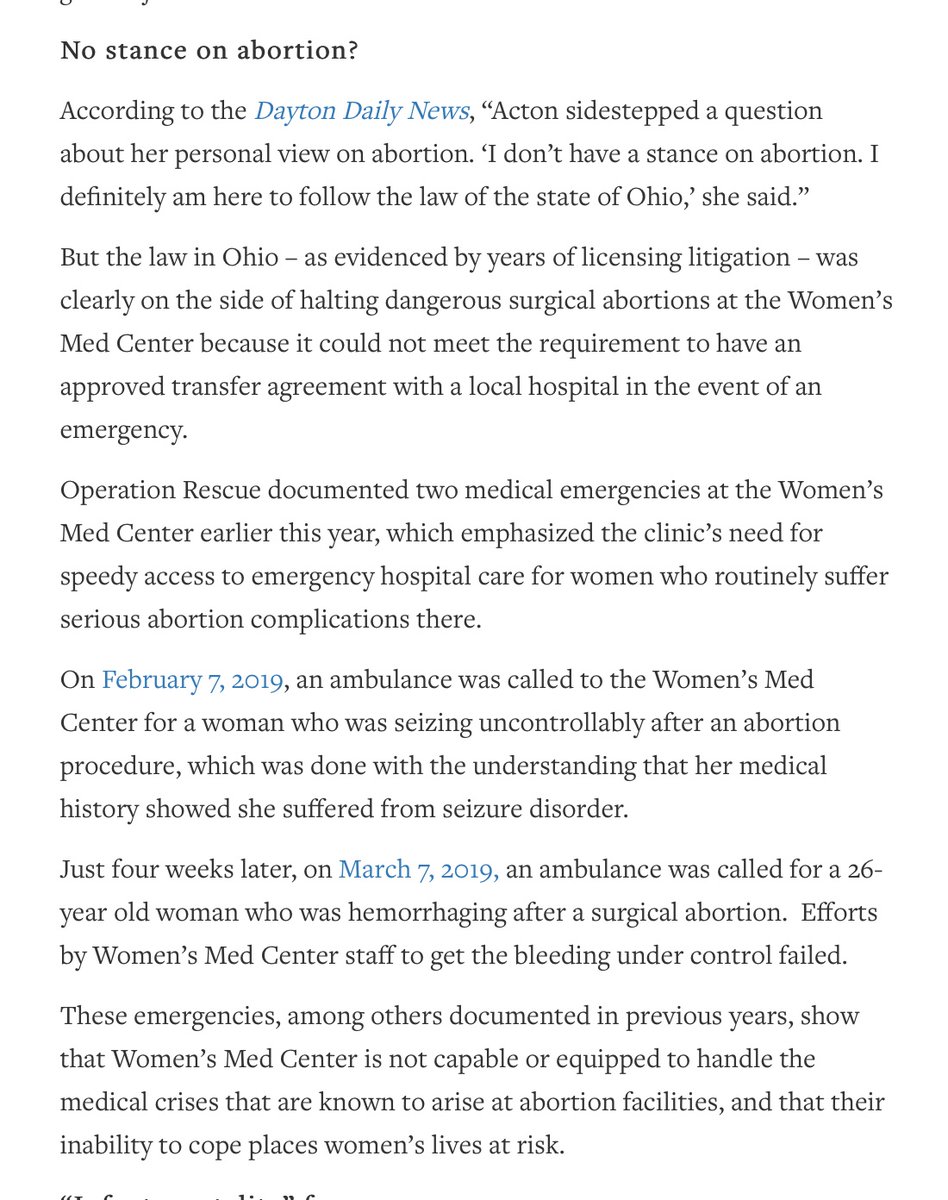 "Haskell can only keep his abortion facility open w/ the consent of the  #Ohio Department of  #Health.   #AmyActon either approved or looked the other way while the Women’s Med  #Dayton to clinic engaged in a dubious paperwork shuffle to avoid a court-ordered closure."  #ODH  #Abortion