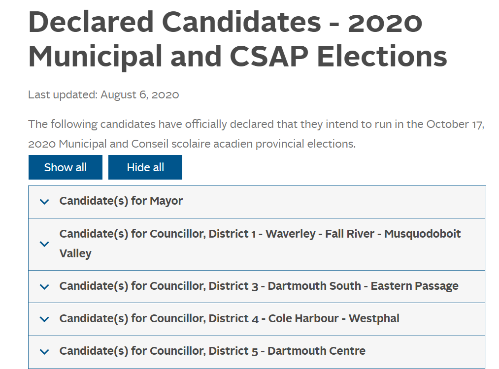 Possibly HRM has finally decided that District 2 is simply <a href="/David_Hendsbee/">David Andrew Hendsbee</a>'s kingdom and there's no need for an election. Congratulations, Dave!

But really <a href="/hfxgov/">hfxgov</a> I've gotta know who the candidates are plz. halifax.ca/city-hall/elec…