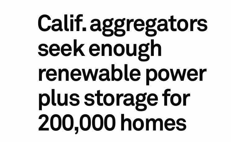 “Peninsula Clean Energy and San Jose Clean Energy, community choice aggregators that procure power for 1.7 million people in the San Francisco Bay area, plan to seek enough renewable energy for roughly 200,000 homes.” spglobal.com/marketintellig…