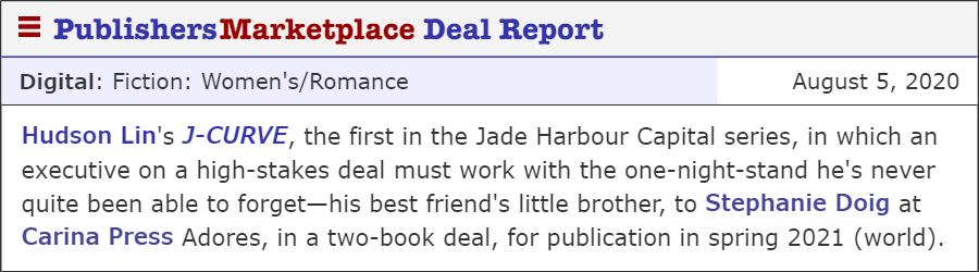 hudsonlinwrites's tweet photo. Eek! I have my own Publisher's Marketplace announcement! Thrilled to be working with @CarinaPress and @stephaniedoig on these new books. Terrified of having to actually write them... 🤗😅😬
#QueerRomance #LGBTRomance #LGBTFiction #QueerFiction #MMRomance #AsianRomance https://t.co/pn8bxcKBgV