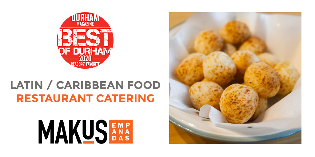 To celebrate our Best of Durham 2020 awards, we are giving a FREE order of our delicious CHIPA Bread to every online order placed at MakusEmpanadas.com or through our app. Valid thru 8/10
GRACIAS 🙏 THANK YOU for your support!
#bestofdurham #bestofdurham2020 #empanadas