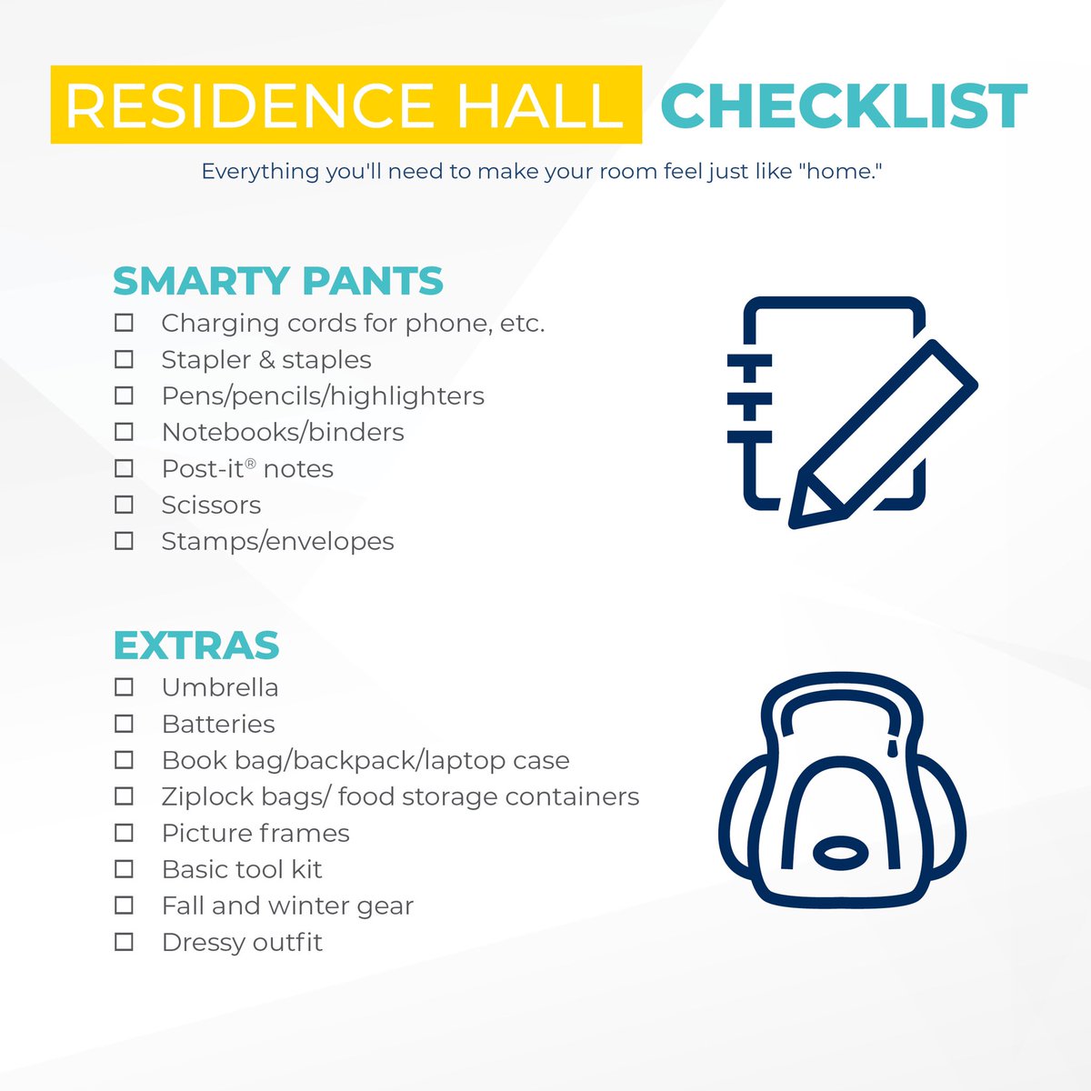 ClarkeU's tweet photo. We can’t wait to start welcoming Clarkies back to campus this weekend! To our student-athletes moving in this Saturday & Sunday: don’t forget the essentials ✅
#ClarkeMoveIn https://t.co/1KJQ9SOMCM