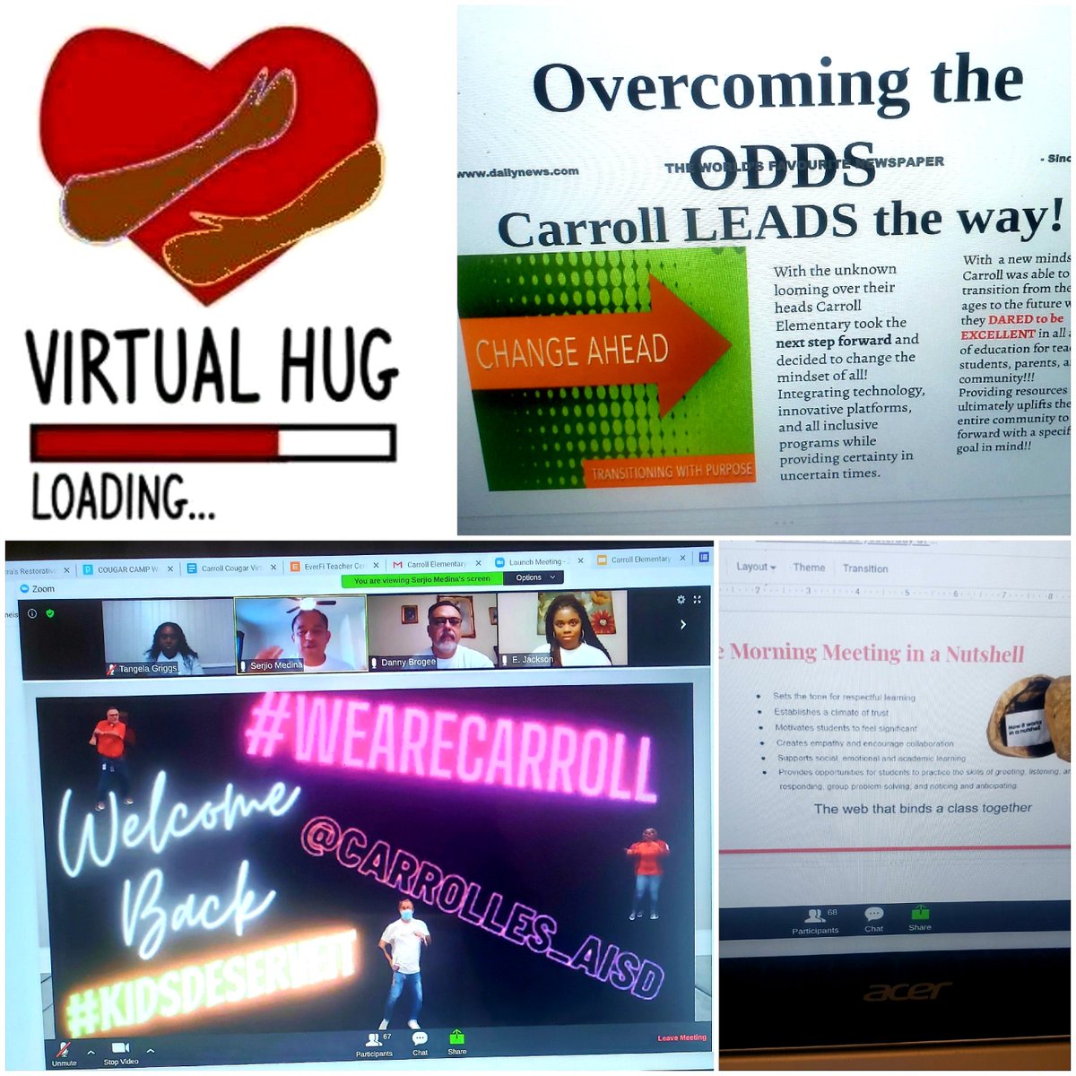 Exciting 1st Day back together!!! Welcoming our new leader, Mr. Medina and our new Carroll Staff Family Members!!!! Embracing it All and grateful to do what we love even if it looks different! Carroll's energy is on 1000!!!!! <a href="/CarrollES_AISD/">Carroll Elementary</a> 
#Kidsdeserveit. #WEARECARROLL