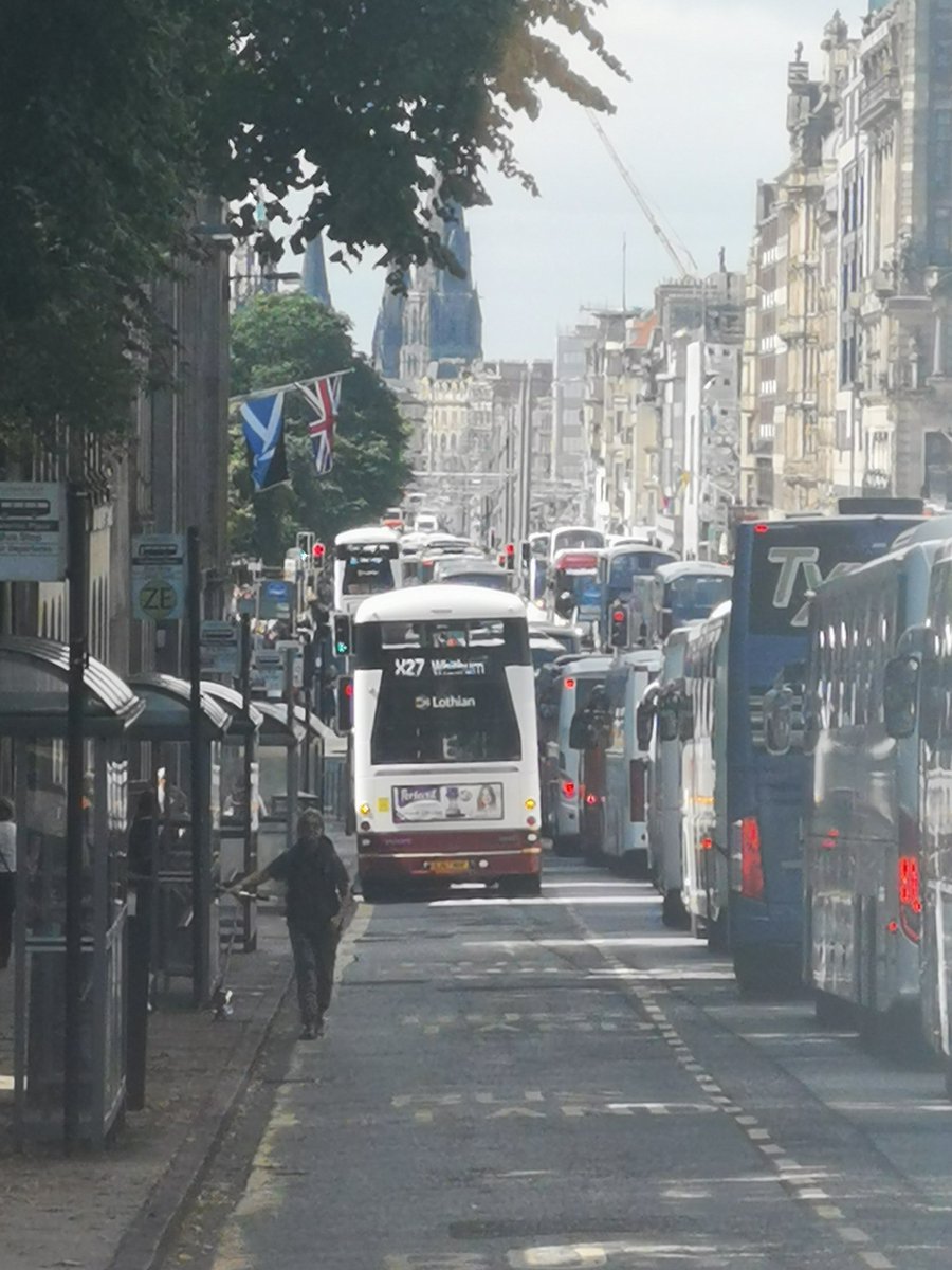 Princes St, Edinburgh... Nose to tail coaches and a sprinkling of buses. 

#HonkForHopeUK #backbritainscoaches #coachcrisis  #Edinburgh #scotland #travel #tours #travelgram