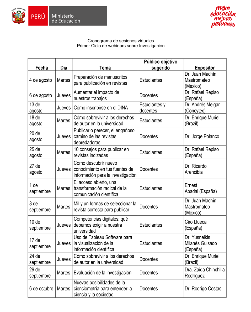 UPT_RADIO's tweet photo. La Universidad Privada de Tacna ha sido invitada a participar del primer ciclo internacional de webinars sobre Investigación Científica promovida por el Ministerio de Educación.

Para mayor información ingrese al siguiente enlace ➡️ https://t.co/nfaFg0TOYP https://t.co/1Qg16rdONd