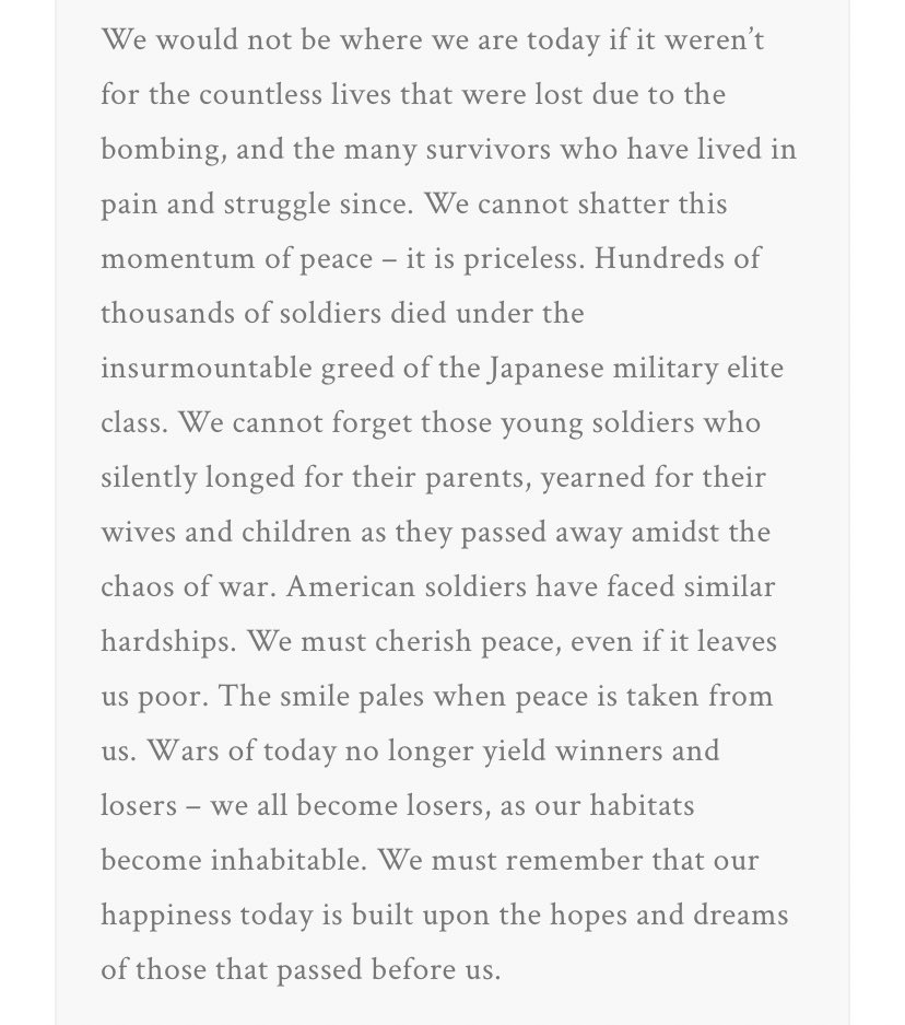 I turn again to the testimony of Inosuke Hayasaki, who I met in Nagasaki, and his explanation for why he has spent over seven decades sharing his witness to the bombs.