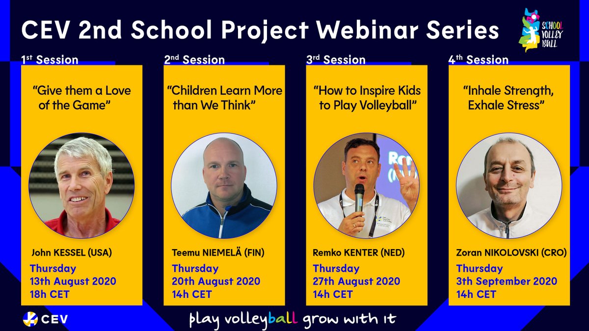 CEVolleyball's tweet photo. CEV launches 🚀 second School Project webinar series with high-profile speakers 🎤. 
📌 Sign in and find more ➡️ https://t.co/MPWqYUGnNt

#CEV #EuropeanVolleyball #GrowtheGame #SchoolProject https://t.co/dEla9TPwmP