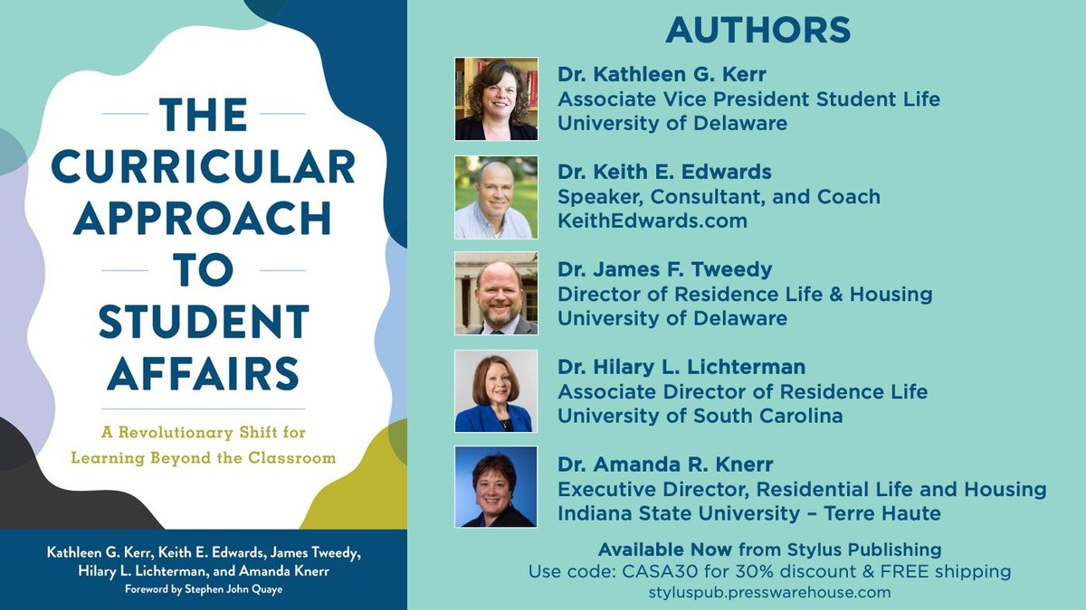 FREE Download from the authors of The Curricular Approach to Student Affairs!

Suggestions for Student Learning Beyond the Classroom for Fall 2020 ow.ly/P7kO50ASvnX

Thank you <a href="/KathleenKerr/">Kathleen Kerr</a>, <a href="/KeithEPhD/">Keith E. Edwards</a>, <a href="/JamesTweedy1/">James Tweedy</a>, <a href="/HilLichterman/">Dr. Hilary L. Lichterman</a>, and <a href="/arknerr/">Amanda R Knerr</a>!