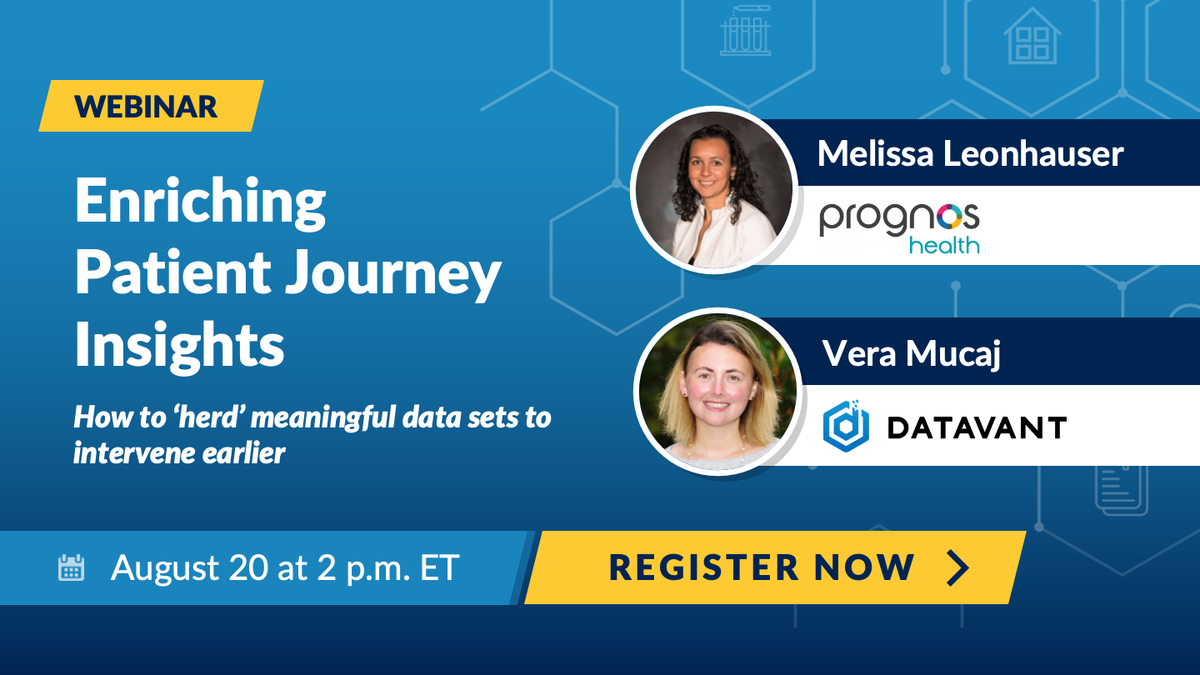prognosAI's tweet image. Bringing together multiple data sets can be an exercise in herding, but when done with agility it can yield a more holistic view of the #PatientJourney.

Join us and @DatavantHQ on August 20th and learn how to extract insights from real-world data sets.

datavant.com/enriching-pati…