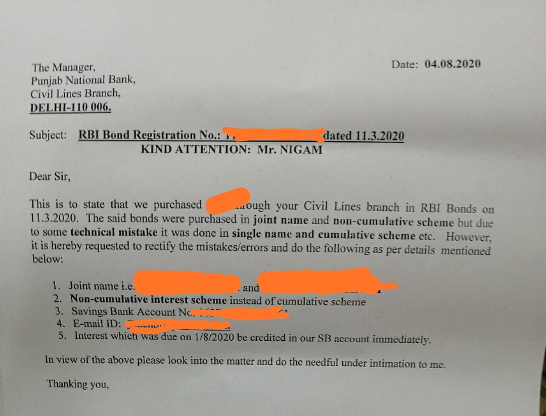 @pnbindia my parents are being harassed by the manager of your CIVIL LINES branch in Delhi. They invested money in RBI bond scheme, the branch made multiple mistakes in their application and now even after repeated appeals our concerns are not being addressed.