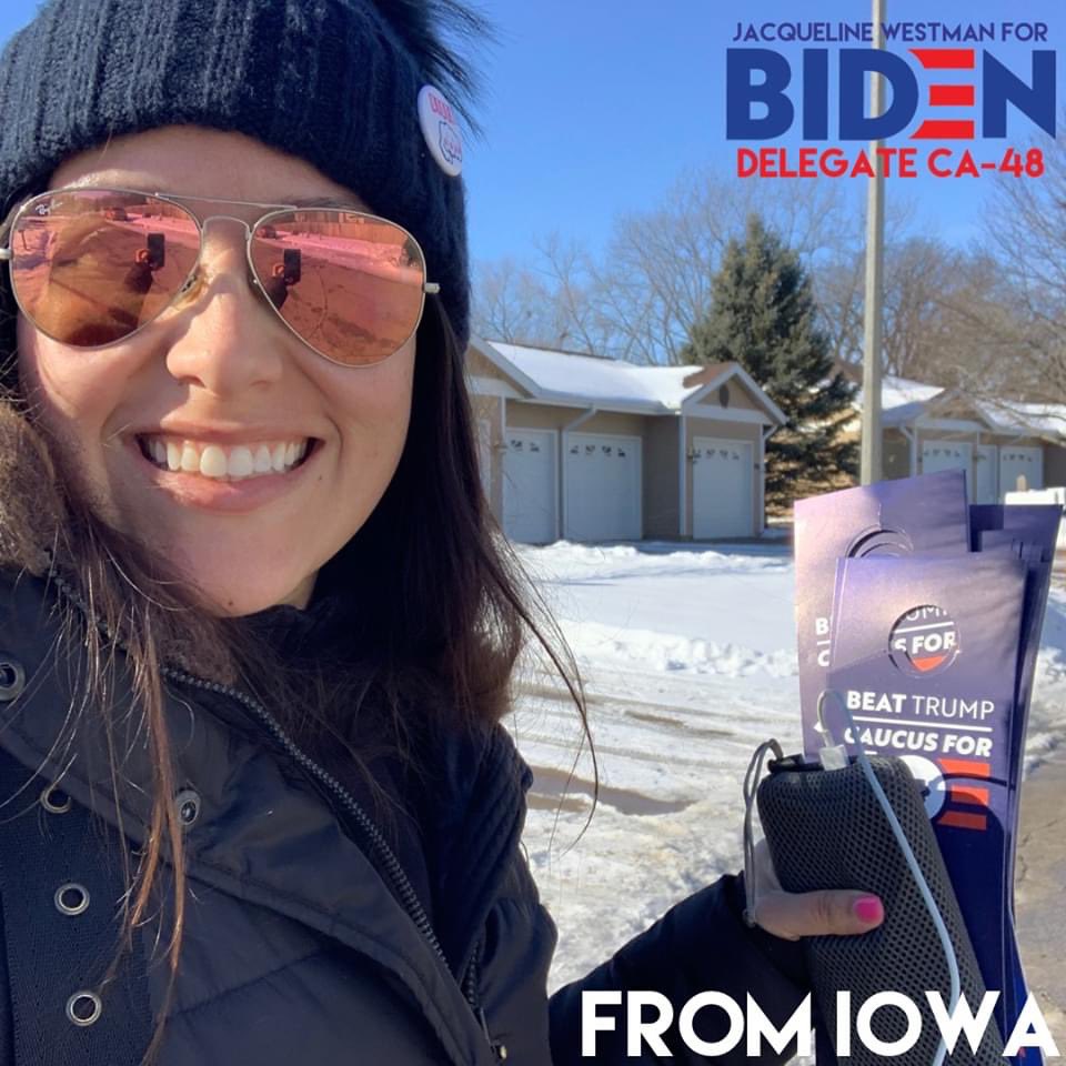 She traveled to Iowa, Nevada, and California for  @JoeBiden
