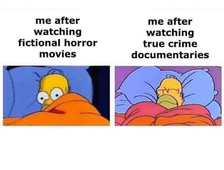 BeerFearNCheer's tweet photo. So accurate #truecrime #HorrorCommunity https://t.co/ZzyOJ6WcKM