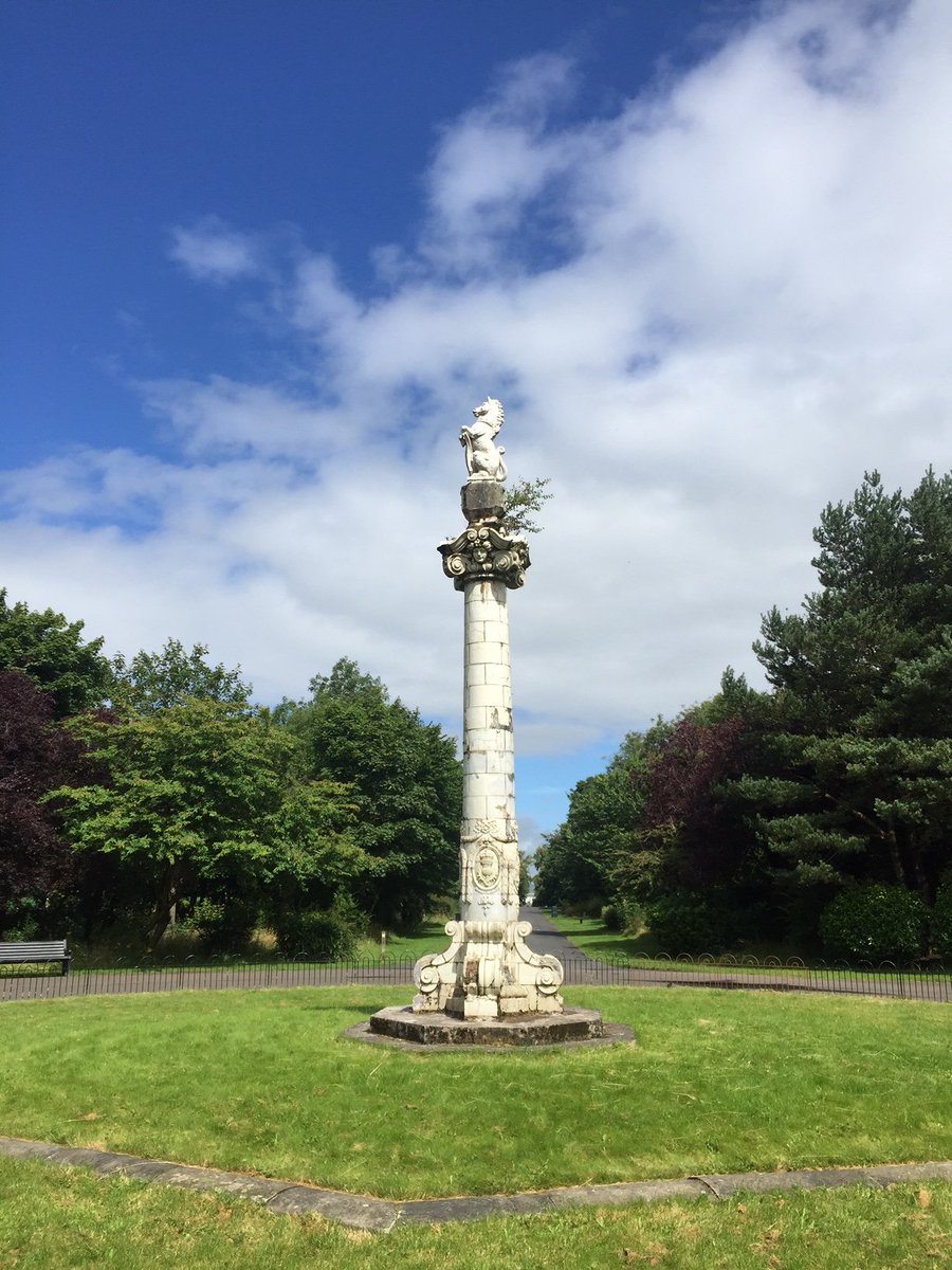A rare Doulton Column, Category B-Listed, now stands were the bandstand was originally sited. The column, featuring a unicorn at the top, is actually only part of a much larger structure which was built as a fountain and located in Balgray Pleasure Park.