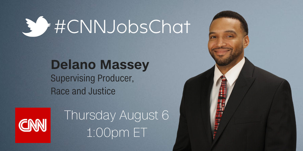 CNNJobs's tweet photo. Happening today! @DelanoMassey shares the top skill required if you want to join his team plus the best #career advice he's received. You don't want to miss the #CNNJobsChat #news #sports #digital #storytelling #writers #editors #hiring @nabj @nahj #NABJNAHJ20 https://t.co/ZN0vfvGm9O