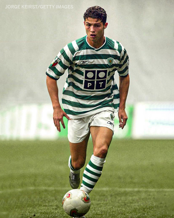 ESPNFC's tweet photo. 17 years ago today, Cristiano Ronaldo tore Man United apart in a friendly for Sporting Lisbon. 

His performance had United's players asking Sir Alex Ferguson to buy the teenager. It worked. https://t.co/BViCcnovsW