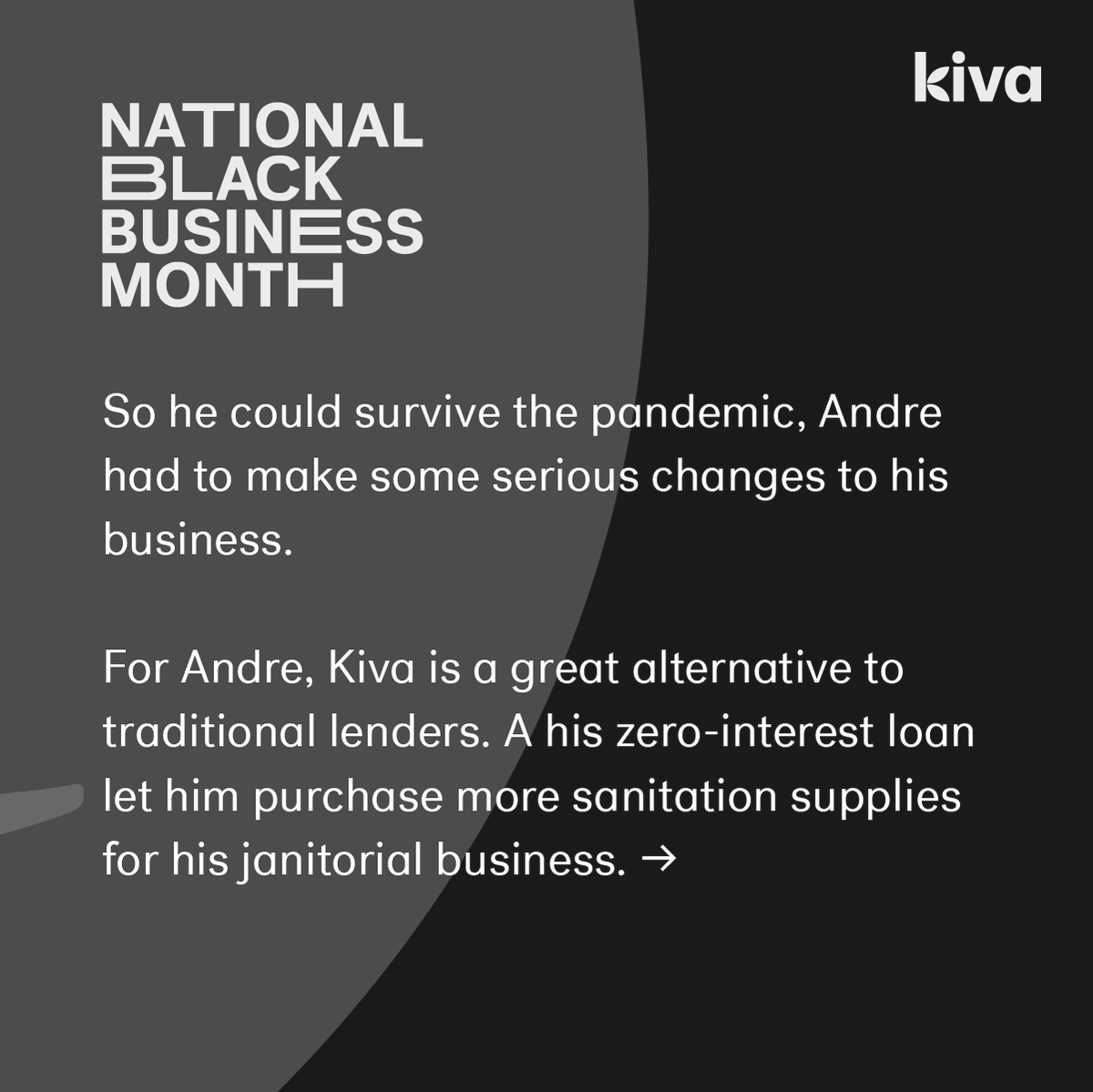 Kiva's tweet photo. For many Black-owned businesses, it has been a major challenge getting the funds they need to keep the doors open.

Let's do our part in supporting Black business owners like Andre at https://t.co/B6xHbevVGf. 

#NationalBlackBusinessMonth #KivaCommunity https://t.co/p4ArdipX9g
