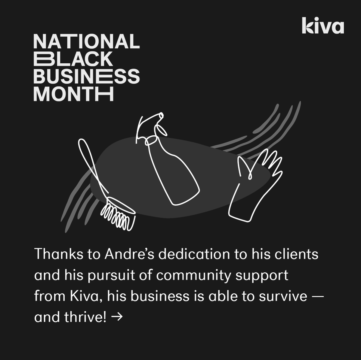 Kiva's tweet photo. For many Black-owned businesses, it has been a major challenge getting the funds they need to keep the doors open.

Let's do our part in supporting Black business owners like Andre at https://t.co/B6xHbevVGf. 

#NationalBlackBusinessMonth #KivaCommunity https://t.co/p4ArdipX9g