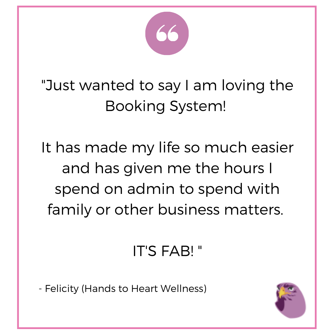 BookingHawk's tweet photo. Another happy client!
Thanks for your kind words Felicity! Happy we could help improve your work-life balance and give you more free time to spend on the things that matter most.
#bookinghawk #bookingsystem #wellness #yoga #review #testimonial #happyclient https://t.co/lS5FG06eLT