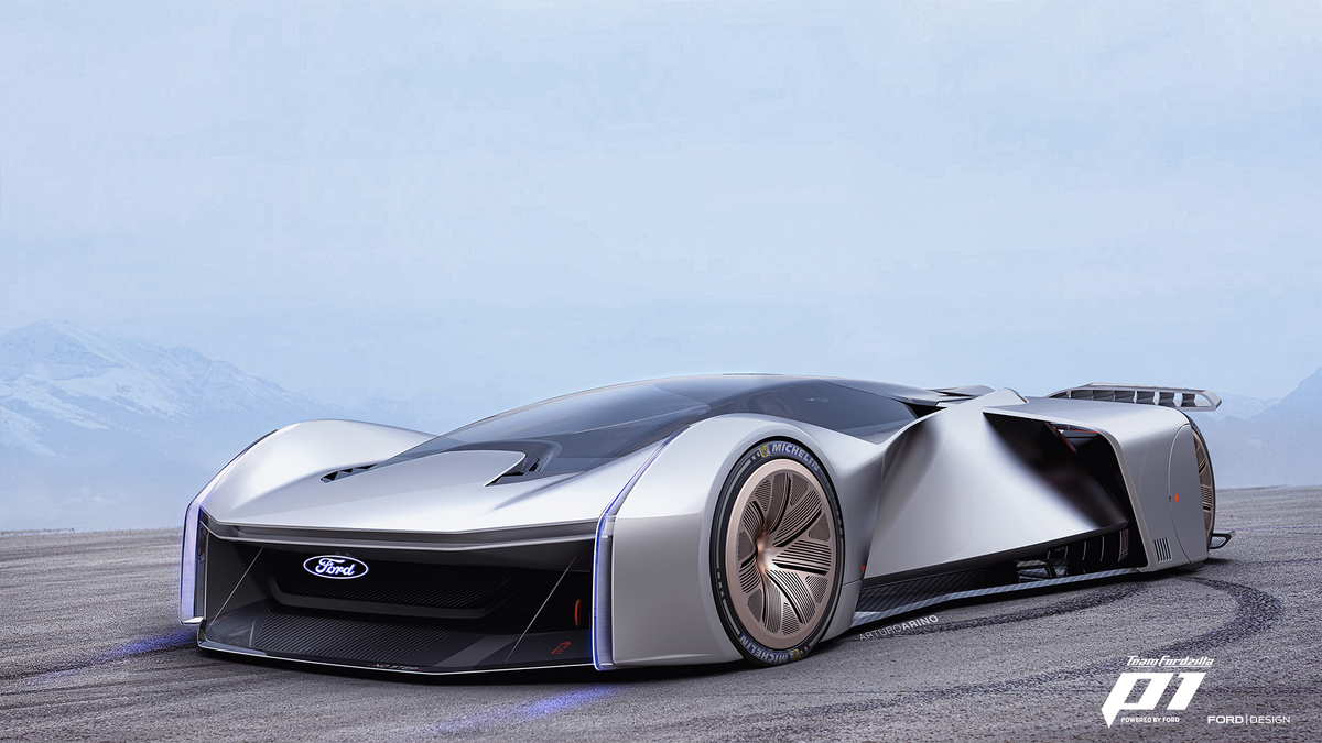 TeamFordzilla's tweet photo. Option 1 is from #FordDesign's Arturo Ariño.
Arturo's concept found the balance between aero and aesthetics.
"...the reason why I became a car designer was to design something 'never-seen-before' and something that pushes the boundaries." https://t.co/v3GiT0o2WH