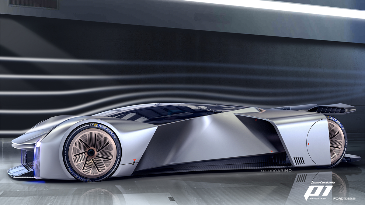 TeamFordzilla's tweet photo. Option 1 is from #FordDesign's Arturo Ariño.
Arturo's concept found the balance between aero and aesthetics.
"...the reason why I became a car designer was to design something 'never-seen-before' and something that pushes the boundaries." https://t.co/v3GiT0o2WH