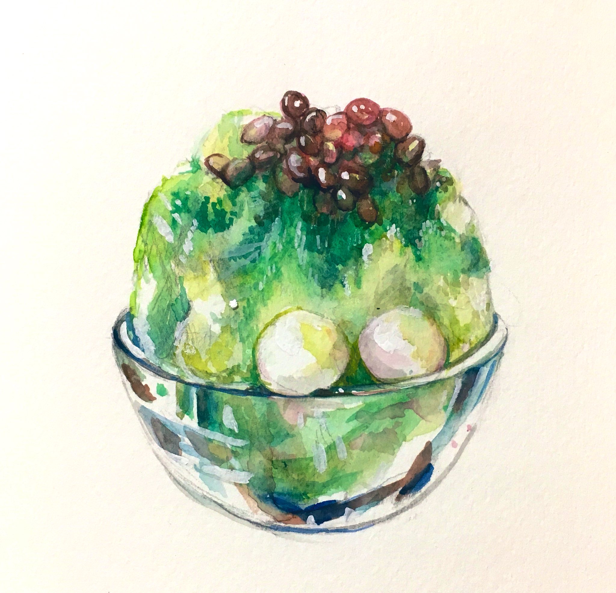 カコ イラストレーター 宇治抹茶かき氷 イラスト かき氷 食べ物イラスト 水彩画 カコ イラストレーター 宇治抹茶かき氷 イラスト かき氷 食べ物イラスト 水彩画