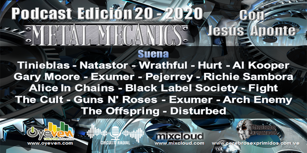 #Escucha_Ahora  ingresando aquí 👉bit.ly/2KdAWDn  Los engranajes de Metal Mecanics continúan en movimiento. Disfruta del podcast edición 20, a cargo de la conducción de Jesus Aponte. <a href="/VozJM/">Metal Mecanics</a> 
#MetalRadioShow transmitido por Oyeven 106.9FM, Caracas. Venezuela.