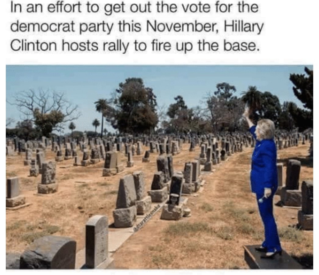 myQcent's tweet photo. @HillaryClinton Does this apply to the people who holds real estate in the cemetery too? A few people from 2016 would like to know.🥴 https://t.co/wsoffJvWe3