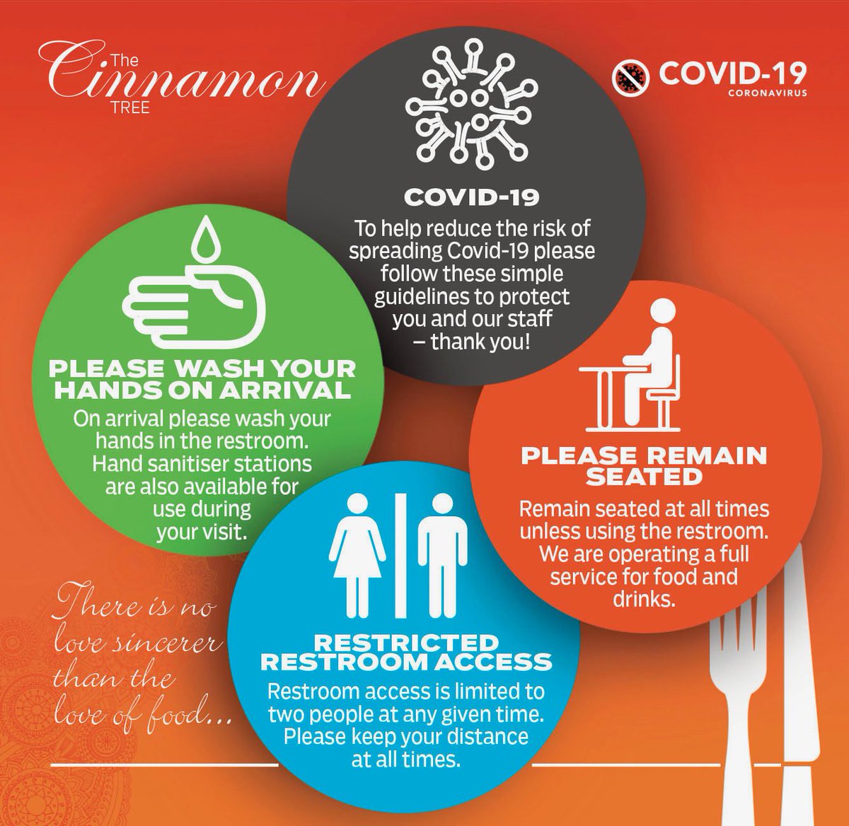 CinnamonTreeRCT's tweet photo. Great #graphic for #Covid for our restaurant #staysafe whilst enjoying a #currylicious meal 🥘 https://t.co/EHJPBnR2Yc