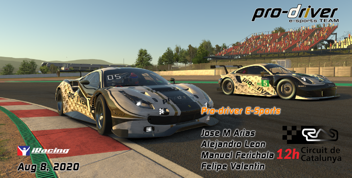 prodriversim's tweet photo. Nuestros chicos @Jose_M_Arias @alejandroleonm manuel ferichola y @LipeMotors están terminando de ajustar el Porsche RSR con el que lucharán como titanes este sábado el trazado de Montmeló...las 12h de catalunya nos esperan en @iRacing 
#dalegas #Goprodriver @e_circuitcat https://t.co/LHrdRTjHWR