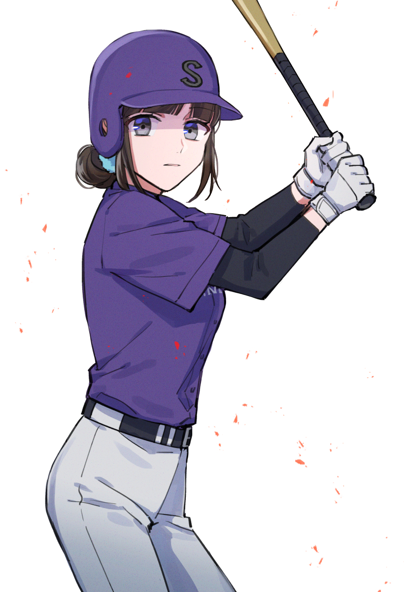 1girl solo baseball bat gloves baseball uniform pants white background  illustration images