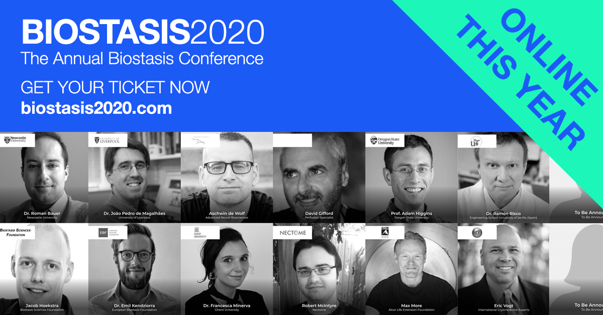Get online access to symposium sessions alongside range of experts in the field of biostasis as this year Annual Biostasis Conference goes virtual. Find out more and reserve your place biostasis2020.com
#biostasis #VirtualEvents #Conference