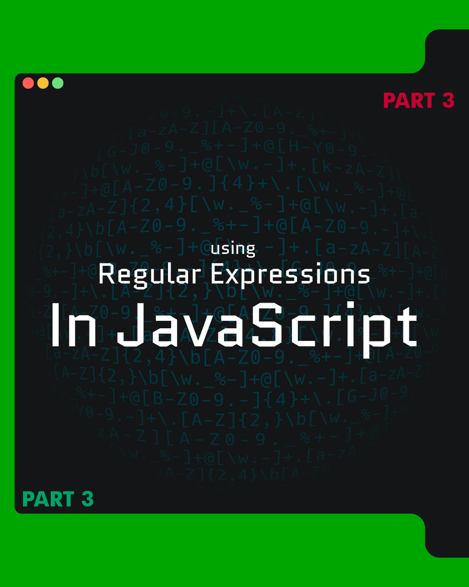 thewebmasterp's tweet photo. Hey guys, If you want to know "How to use regular expressions in JavaScript" please check out my cheetsheet:
https://t.co/jrJve9zaDt
---
#javascript #javascript30 #js #regex #100DaysOfCode #codingpic #learntocode #codingpics #regularexpressions #freeCodeCamp https://t.co/1UDy2nMd7p