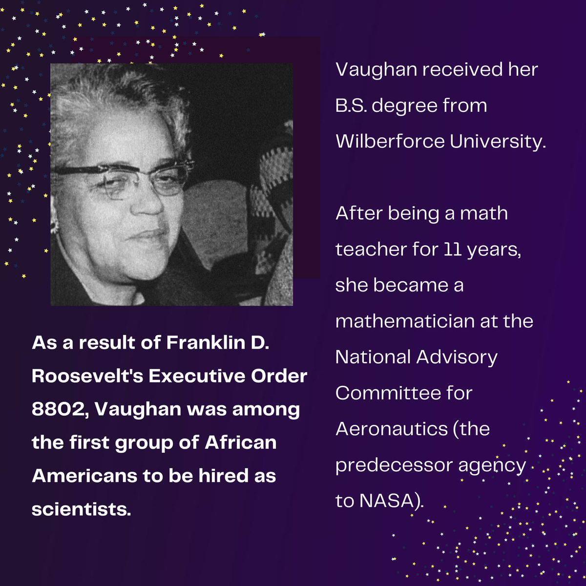 BlueMarbleSpace's tweet photo. Dorothy Vaughan is most notably known for being the leader of the segregated “West Area Computing” unit at NACA. Beyond that, she also fought for equal rights and contributed to the SCOUT Launch Vehicle Program. Her story is told in the film ‘Hidden Figures’. ☄️ 🚀#BlackInAstro https://t.co/mOtNM4p4Ii