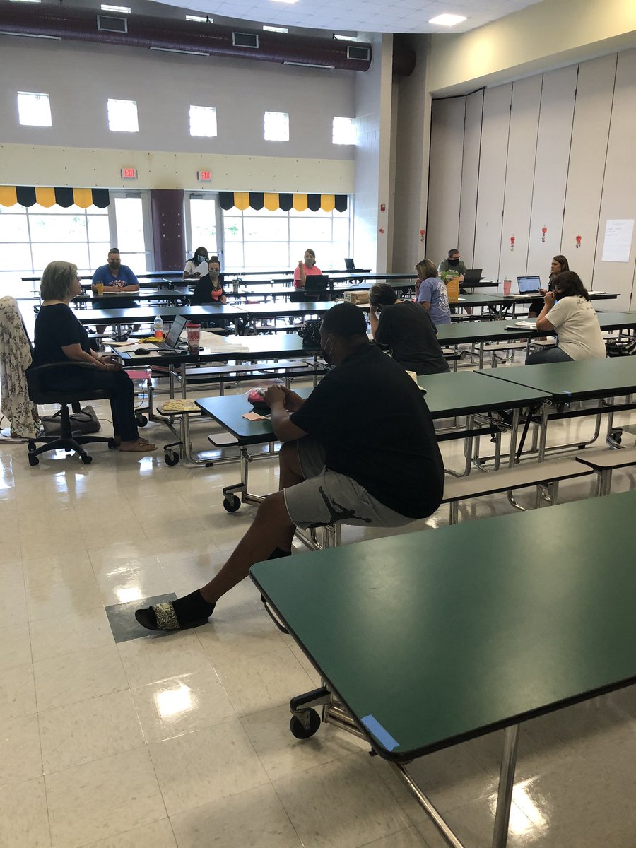 SES__Principal's tweet photo. SES SIT team members work on school  procedures for the upcoming school year.  Remote learning dominated the conversations for two days  A plan is in place. https://t.co/FW8pSwe1Wc
