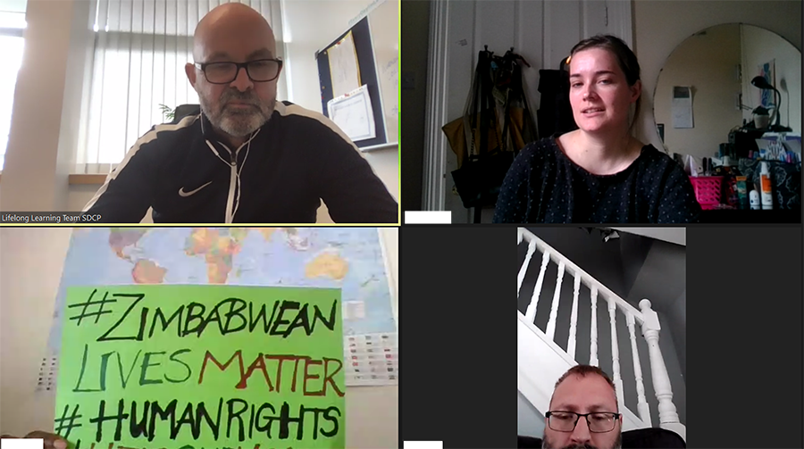 SDC_Partnership's tweet photo. #CoffeeWithStrangers meeting - talking about the different ways in which we can feel better than or less than someone, the fear of revealing who we are, and the importance of building bridges. Keeping the conversation going and asking the hard questions. #ZimbabweanLivesMatter https://t.co/21aInb1Cak