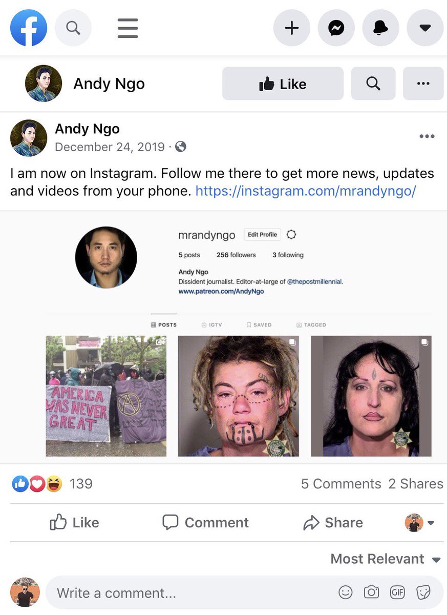 White nationalist sympathizer Andy Ngo has been suspended from Instagram https://t.co/Qxl93dgCmX