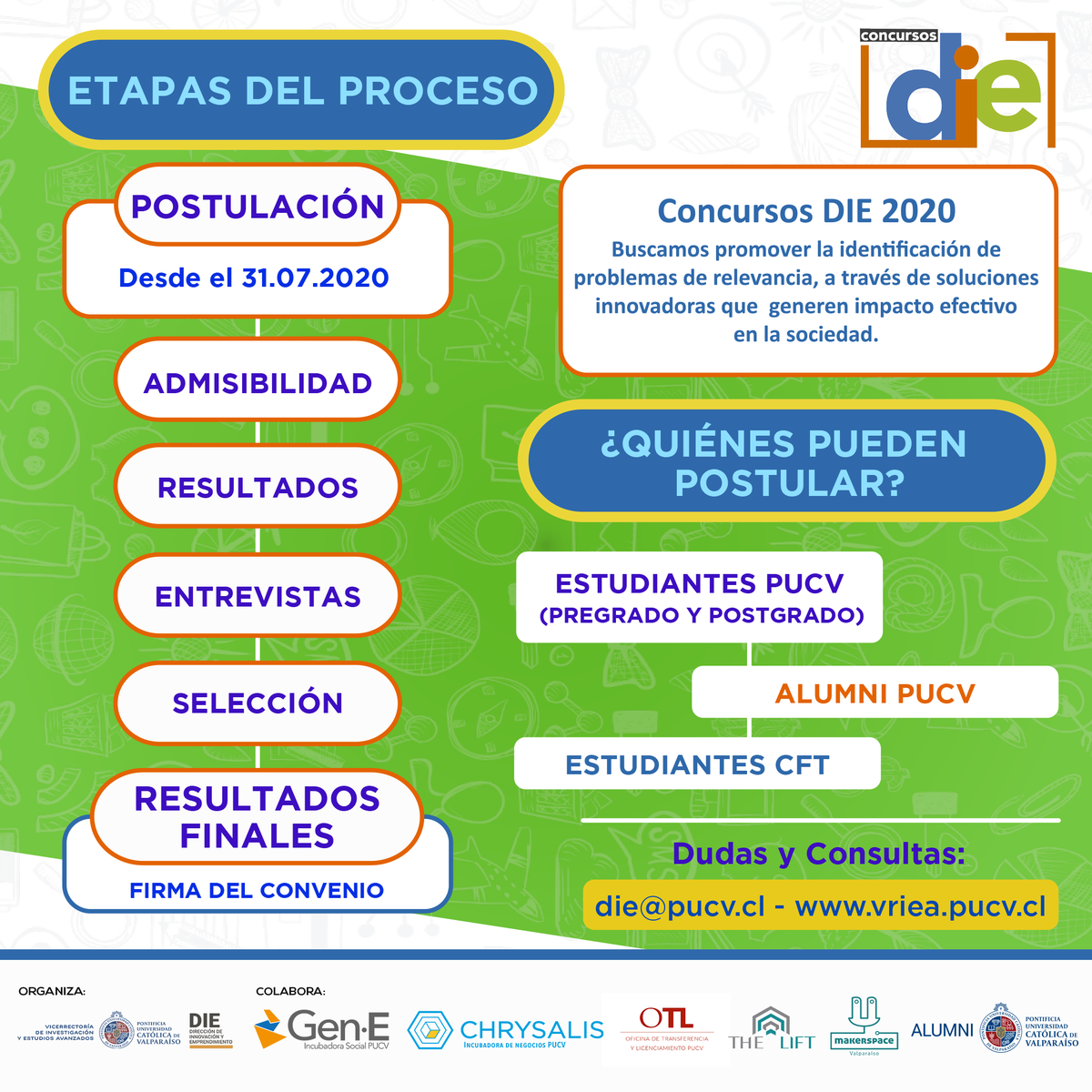 PUCV_Santiago's tweet photo. ¡Atención #ComunidadPUCV y #CFTPUCV!
Ya están abiertos los Concursos DIE 2020 que financian proyectos de innovación y emprendimiento para estudiantes PUCV y CFT PUCV en sus dos categorías:
💡 CREA
🚀 DESARROLLA
Más detalles de los concursos en 👉 https://t.co/MU8dnjLNGz https://t.co/QYtE0IgxQR