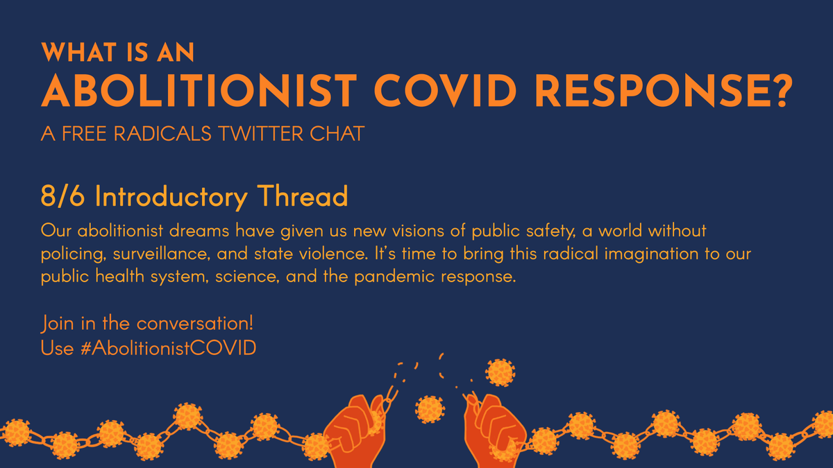 We are at the intersection of two crises: the racist violence of policing and the COVID19 pandemic - both which disproportionately harm Black people. Now is the time to ask: “What would an abolitionist COVID19 response look like?” (1/15)