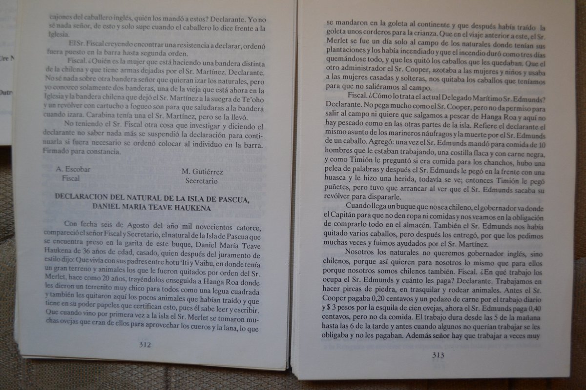 Las actas del sumario llevado a cabo sobre la Baquedano fueron publicadas en el libro Te Mau Hatu o Rapa Nui ("Los soberanos de Rapa Nui"), publicado por el Consejo de Ancianos de Isla de Pascua en 1988.