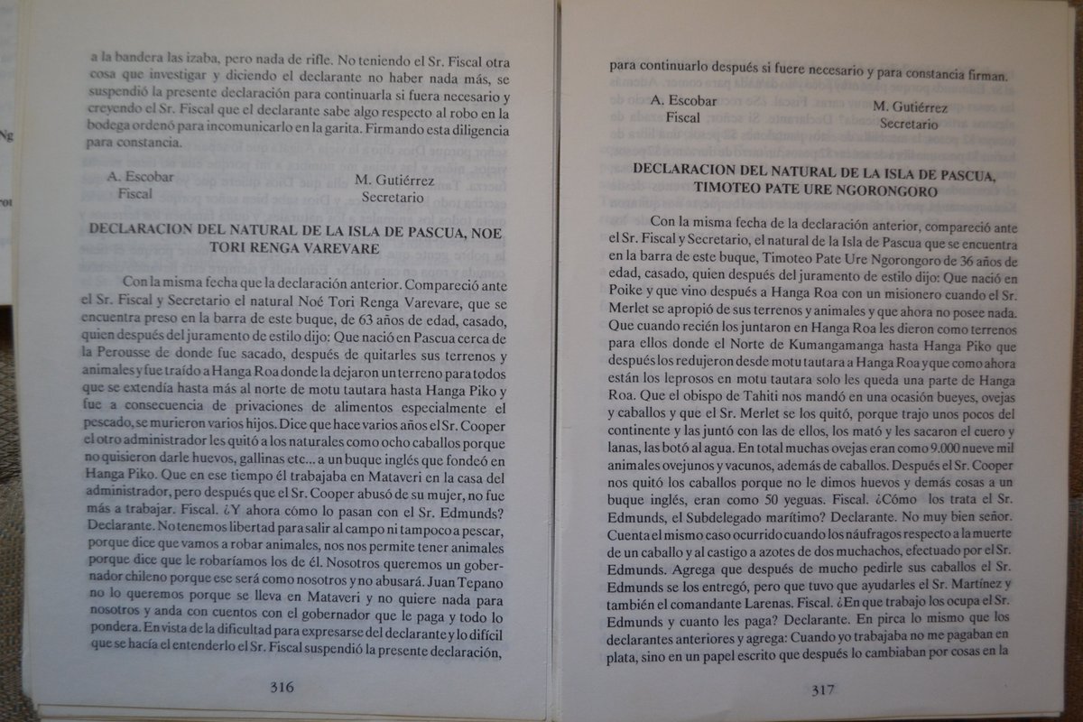 Las actas del sumario llevado a cabo sobre la Baquedano fueron publicadas en el libro Te Mau Hatu o Rapa Nui ("Los soberanos de Rapa Nui"), publicado por el Consejo de Ancianos de Isla de Pascua en 1988.