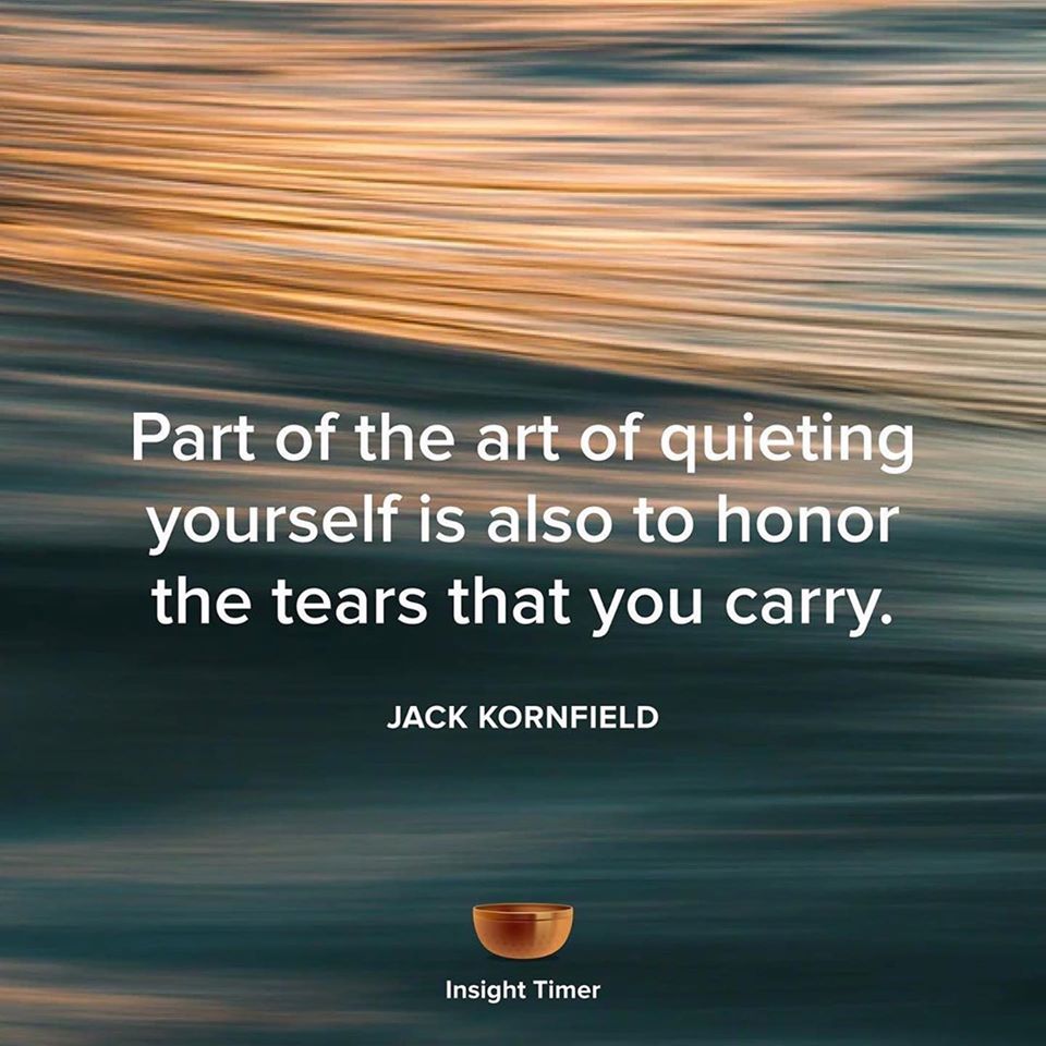 Keep in mind that grief doesn’t just dissolve. Instead it arises in waves and gradually, with growing compassion, there comes more space around it. 

You can listen to my free meditations on <a href="/InsightTimer/">insighttimer</a> here (or download the app): insighttimer.com/jackkornfield
