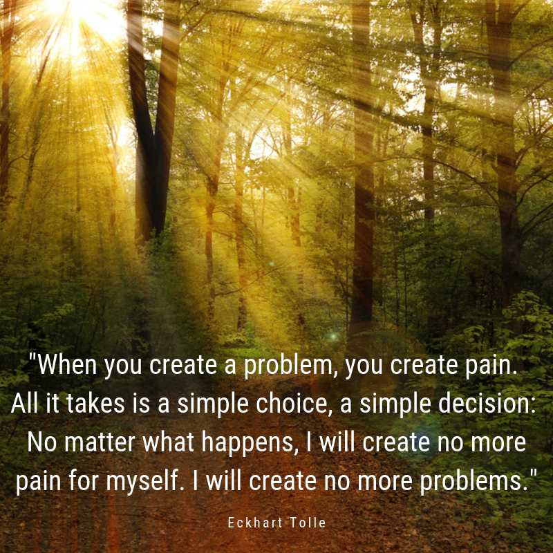 EckhartTolle's tweet photo. "When you create a problem, you create pain. All it takes is a simple choice, a simple decision: No matter what happens, I will create no more pain for myself. I will create no more problems." - Eckhart Tolle https://t.co/eMRsJ1pHu3