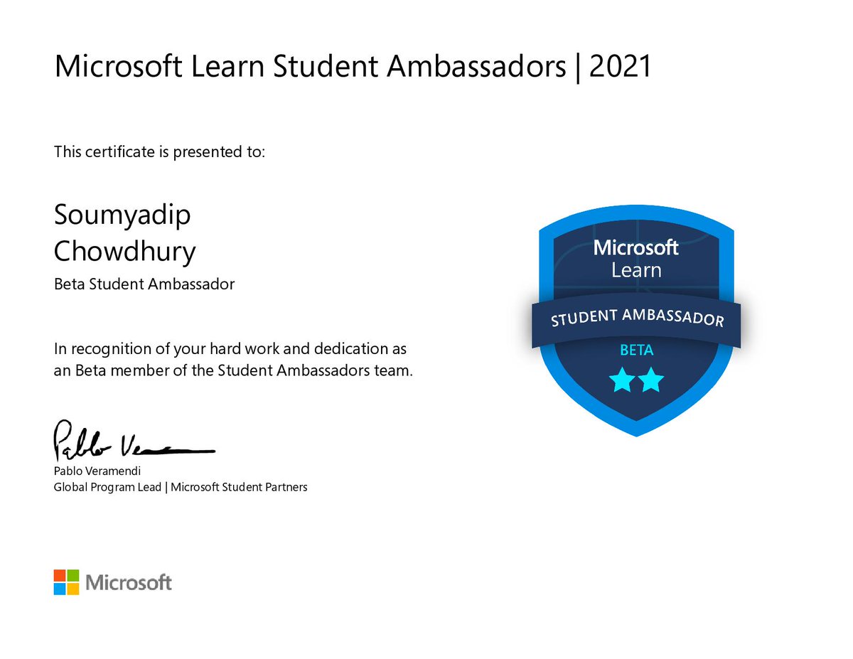 s_oumyadip's tweet image. After 6 months in the #msftstudentpartner program, today we are being migrated to this new Program❤
Thank you @IamPablo & others from @Microsoft who have been with us throughout the journey.
#microsoft #community #opensource #learn #knowledge #microsoftlearnambassador