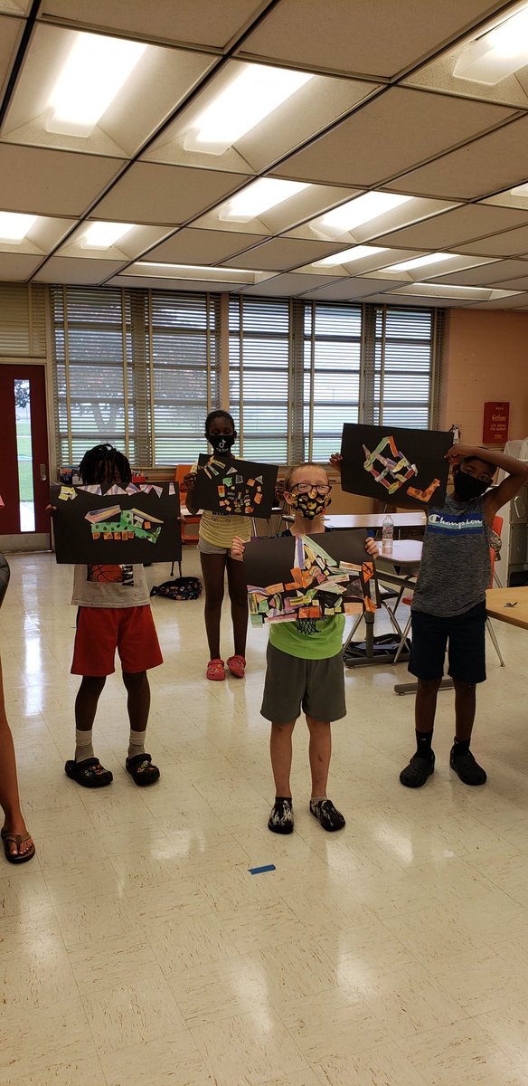 sesterling99's tweet photo. Making a collage from watercolor paintings. @shockleyshmsart  we thought you would approve! #summerschool20 https://t.co/hj4i0K72gr